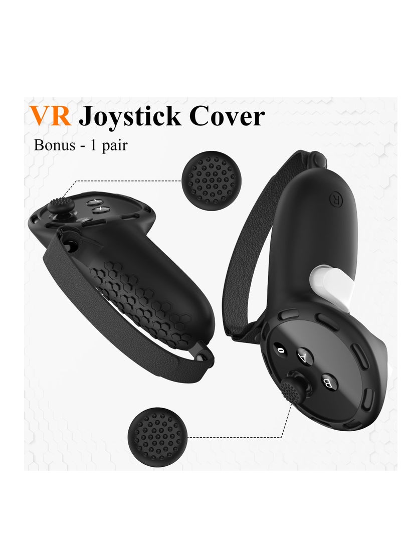 Controller Grips for Oculus Quest 3 Comfortable Silicone Cover with Controller Hand Straps 2Pcs Rocker Cap and Joystick Protection Reserve Precise Hole Positions Black - Image 5